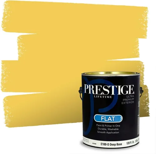 Miniatura 123 de PRESTIGE Pinturas Pintura Exterior e Imprimación En Uno, 1 Galón, Satinado, Pareja Comparable de Benjamin Moore* Amarillo* 320BM-PCM