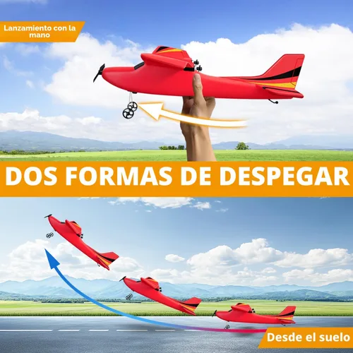 Miniatura 3 de HAWK'S WORK Avión RC de 2 canales, avión RC listo para volar, avión de control remoto de 2.4 GHz, planeador RC fácil de volar para niños y Rojo