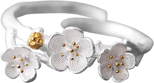 Anillo exquisito estilo fresco señoras pareja amor anillos moda flor ciruelo abierto dedo anillo hecho a mano flor ajustable mujer joyería para