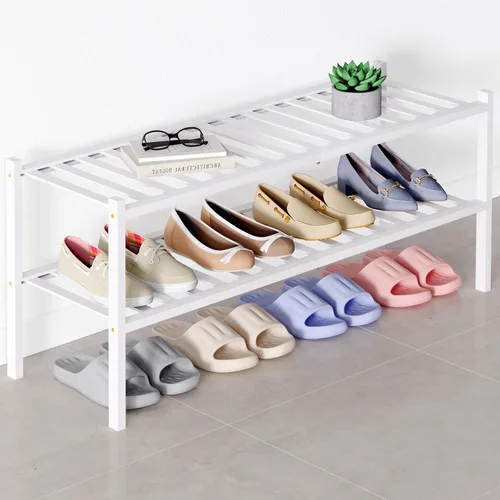 Miniatura 93 de Smiry Zapatero de bambú para clóset, organizador de zapatos apilable de 4 niveles largo de madera, estante de almacenamiento de zapatos Negro