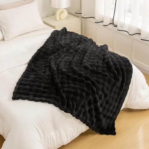 Miniatura 5 de YUSOKI - Manta de forro polar 3D con burbujas Felpa ultrasuave y esponjosa de 13.44 oz/m² Manta ligera y acogedora para sofá cama Para todas