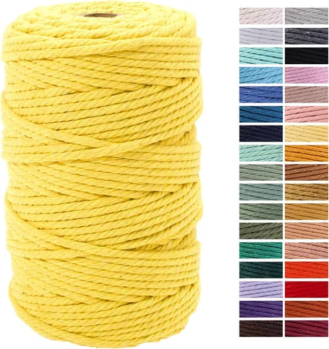 Miniatura 29 de Cuerda de Macramé Gris Claro 3mm x 109 Yardas, Cuerda de Algodón de Colores Cuerda para Manualidades Cuerda de Algodón Colorida para Colgar