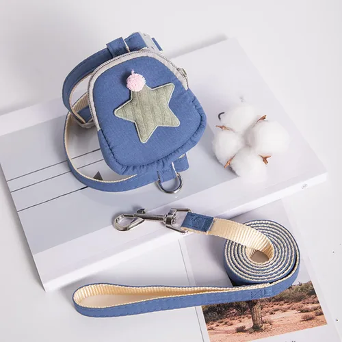 Miniatura 4 de Zerodis Juego de correa de arnés para mascotas, bonita mochila y chaleco para perros y gatos, distribución uniforme de la presión, diseño a presión