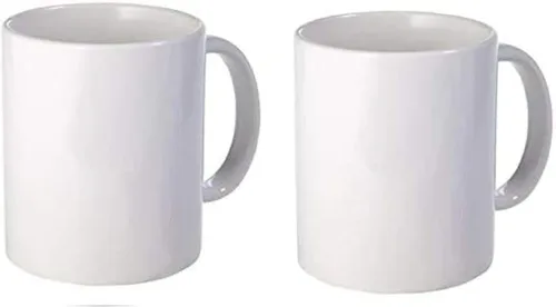 BLUE RIBBON Taza de café en blanco de sublimación blanca hecha de cerámica, (11 onzas), viene con caja de regalo y soportes de espuma, paquete de 2