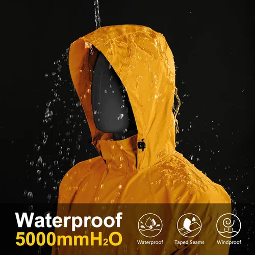 Miniatura 70 de 33,000ft - Chaqueta de lluvia impermeable y plegable para hombre, ligera, con capucha, cortavientos ideal para golf o ciclismo