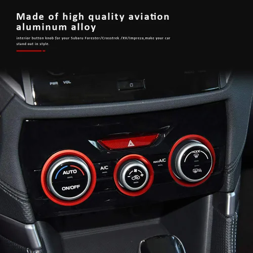 Miniatura 3 de Auovo Cubiertas de Anillo Exterior de Perilla de Control de Clima AC Accesorios para Subaru Forester 2019-2024 / Crosstrek 2018-2022 2023 / Impreza