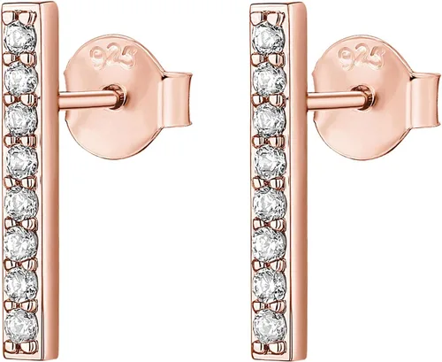 Miniatura 8 de PAVOI Aretes de plata de ley chapados en oro de 14 quilates, delicados aretes de mini barra Aretes de oro para mujer