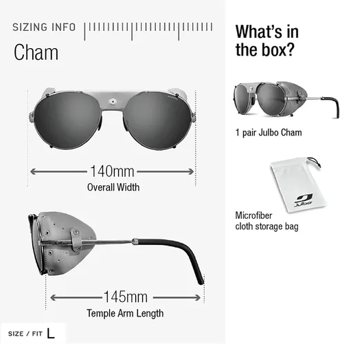 Miniatura 4 de Julbo Cham Glacier - Gafas de sol para hombre y mujer, lentes fotocromáticas para montañistas, senderismo, esquí y viajes en la nieve, 100% UV