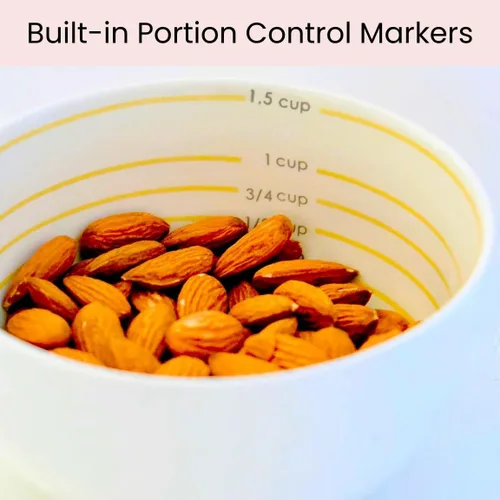 Miniatura 3 de Uba Cuenco de control de porciones (PORCELANA) para medir, dieta bariátrica, diabetes y alimentación saludable