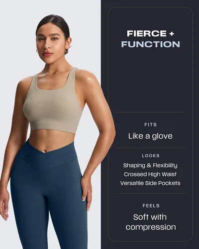 Miniatura 49 de Aoxjox Trinity - Pantalones de yoga de cintura alta con bolsillos para mujer, control de abdomen, cintura cruzada, leggings de entrenamiento suaves