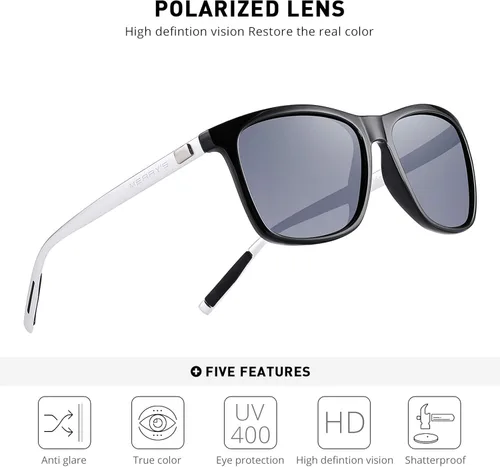 Miniatura 6 de MERRY'S Gafas de sol polarizadas para mujer, de aluminio, para conducir, rectangulares, para hombres y mujeres