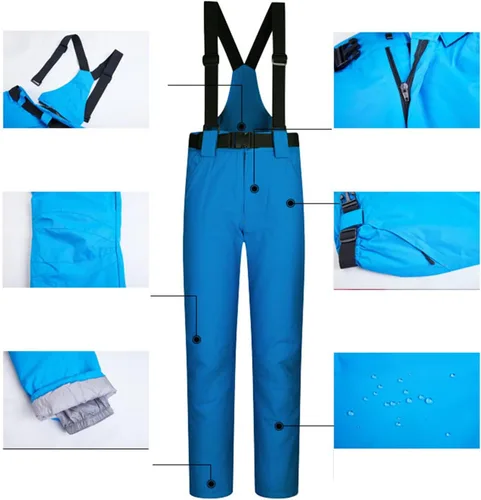 Miniatura 3 de Conjunto de chaquetas y pantalones de esquí para mujer, invierno al aire libre, talla grande, trajes de esquí cálidos con capucha, trajes de nieve E