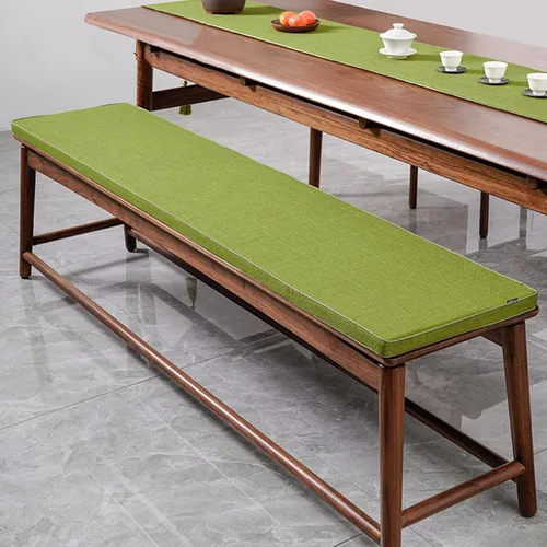 Miniatura 15 de Cojín personalizable para banco, de espuma de alta densidad con memoria, de lino lavable, antideslizante para zapatero, ventana, piano, comedor Gris