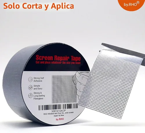 Miniatura 7 de by.RHO Kit de cinta para reparación de mosquitero (Negro, 2" x 4,6 m) para desgarros y agujeros en mosquiteros de ventana y puerta. Cinta adhesiva
