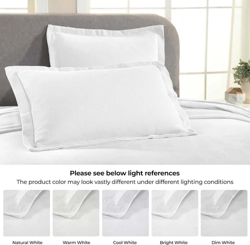 Miniatura 5 de Superior colcha de una plaza de jacquard y matelasse 100 % algodón de alta calidad, turquesa, individual Blanco
