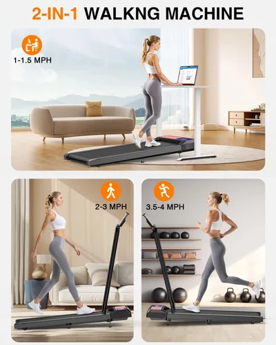 Miniatura 5 de Walking Treadmill Pad with Incline, Walking 2.5HP for Home and Office, 265Lbs Weight Capacity, Treadmill with APP & Remote Control, LED Display Negro