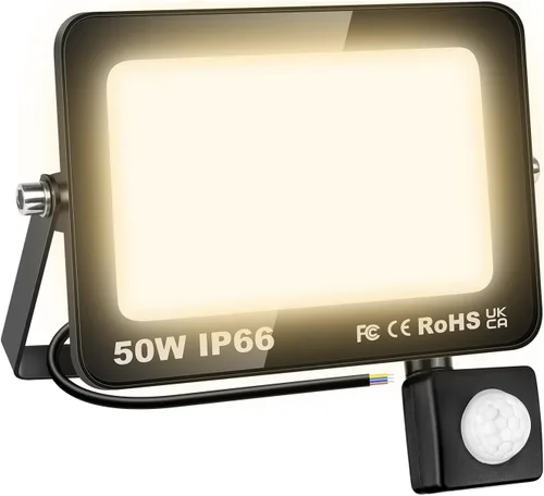 Miniatura 23 de Willpower Reflector LED con sensor de movimiento, luces de seguridad para exteriores de 10 W, 1000 lúmenes, lámpara exterior de 4000 K, luz blanca
