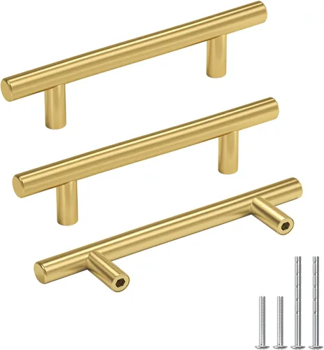 Miniatura 11 de Goldenwarm Paquete de 15 manijas doradas de 2-1/2 pulgadas, tiradores de gabinete de latón cepillado, manijas doradas para cajones de cocina