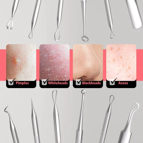 Miniatura 6 de Cbiumpro Paquete de 6 herramientas para eliminar puntos negros, kit de herramientas para reventar espinillas, extractor profesional de puntos negros