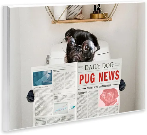 Miniatura 2 de Stupell Industries Baño Pug Daily Toilet Briefing Dog Humor, diseñado por Ziwei Li Art, 10 x 15, placa de pared