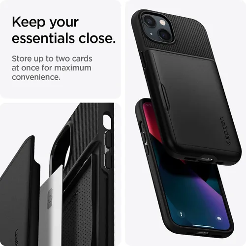 Miniatura 3 de Spigen Slim Armor CS - Funda compatible con ranura para tarjetas iPhone 13, color negro