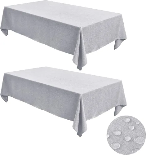 Miniatura 13 de Fitable - Manteles de lino sintético para mesas rectangulares: Mantel de granja resistente al agua y a las manchas, manteles de arpillera