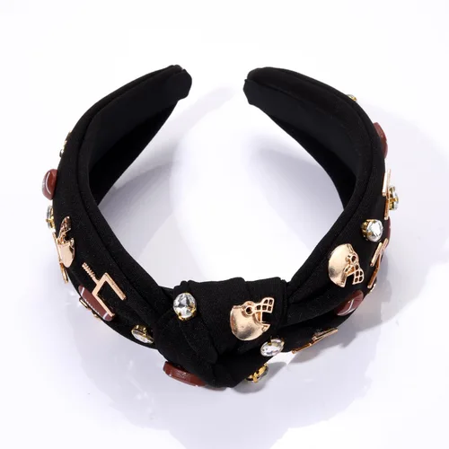 Miniatura 5 de Diadema de fútbol para mujer, accesorios de fútbol con cuentas de diamantes de imitación, diadema anudada con cristales adornados para el día