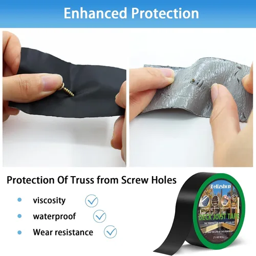 Miniatura 3 de Cinta de vigueta de cubierta de 2 x 50 pies, cinta adhesiva de butilo para cubierta, impermeable y resistente a la intemperie, cinta intermitente
