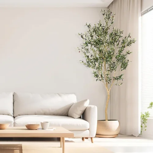 Miniatura 2 de Realead - Árbol de olivo artificial grande de 8 pies de alto - Árbol de olivo realista de seda grande artificial para interiores - Árboles de olivo