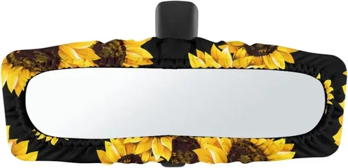 Miniatura 9 de Funda para espejo retrovisor de automóvil con estampado de vaca negro, protector de espejo retrovisor automático elástico