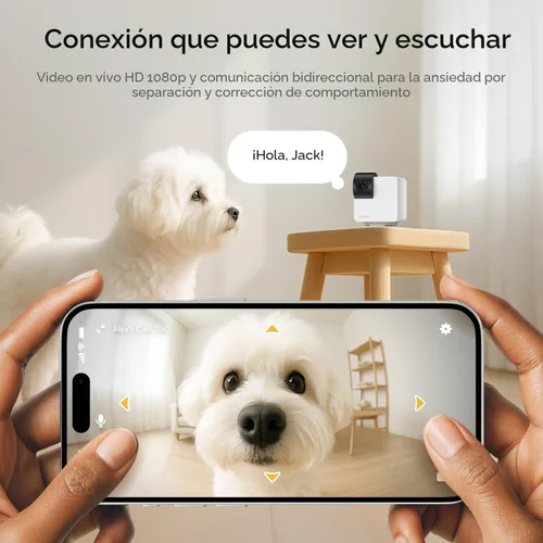 Miniatura 3 de Cámara de seguridad Petcube Cam 360, cámara interactiva WiFi para mascotas y hogar, con aplicación para teléfono, video HD 1080p, rotación de 360°