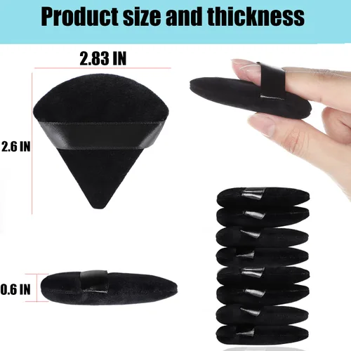 Miniatura 3 de 8 piezas de puff de polvo de algodón para la cara, JASSINS triángulo súper suave para maquillaje húmedo y seco, para corrector/polvo suelto/polvo
