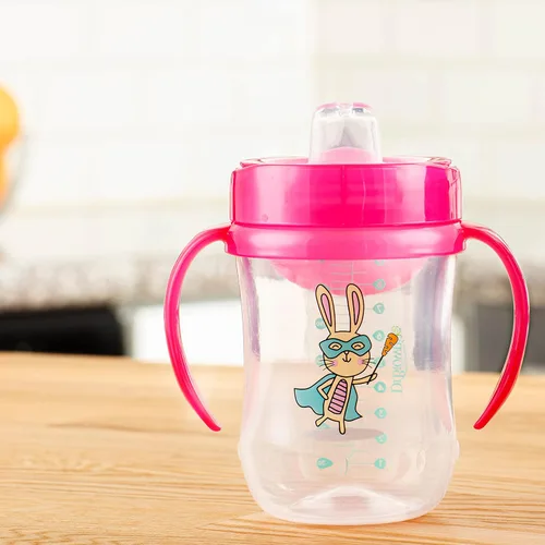 Miniatura 6 de Dr. Brown's Milestones Vaso de aprendizaje con boquilla suave con asas, Conejito Rosa Héroe, libre de BPA, 9 oz/270 mL, 9m+ Pink Bunny Hero