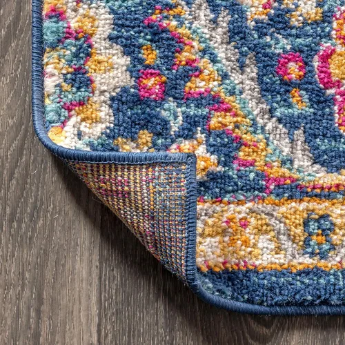 Miniatura 6 de JONATHAN Y Alfombra bohemia ovalada azul vintage de 3 x 5, medallón de estilo bohemio, floral, fácil de limpiar, alto tráfico para sala de estar
