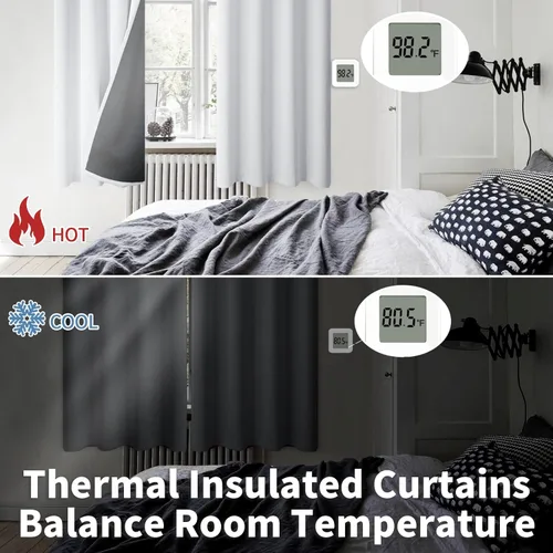 Miniatura 4 de BGment - Cortinas con aislamiento térmico para habitación, 100 % opacas, con forro negro, cortina de doble capa con ojales, reduce el ruido