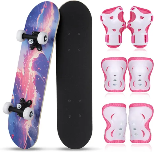 Miniatura 23 de Honoson Juego de 7 piezas de rodilleras, coderas y muñequeras para patinetas para principiantes y niños pequeños