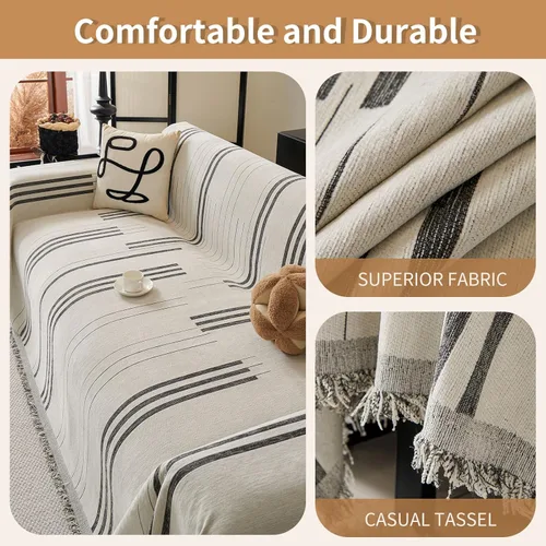 Miniatura 2 de Fundas antideslizantes bohemias para sofá de felpilla de 3 cojines, protector de sofá para perros y mascotas, lavable, antideslizante, funda de sofá