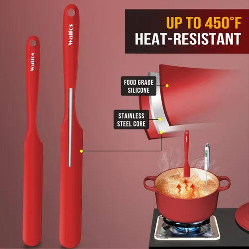 Miniatura 6 de Walfos Espátula de silicona para tarros – Espátulas de cocina de alta resistencia al calor (450 °F), espátulas de mantequilla de crema para tartas