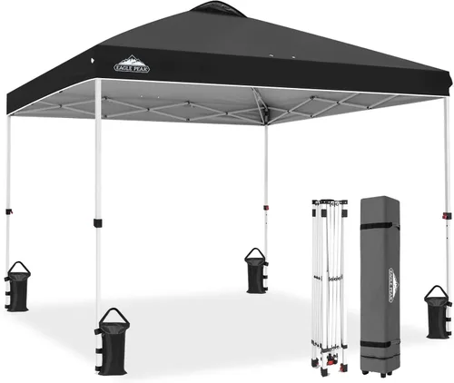 Miniatura 186 de EAGLE PEAK Tienda de campaña desplegable con bolsa de transporte con ruedas, 8 estacas, 4 cuerdas, 4 bolsas de peso, toldo de tienda de campaña