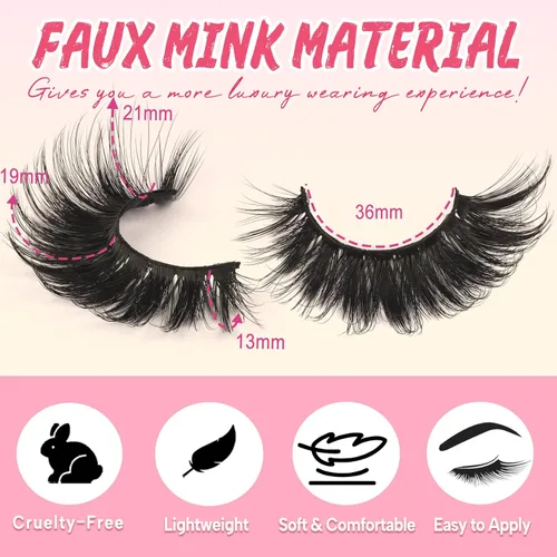 Miniatura 3 de Ahrikiss Pestañas postizas esponjosas, pestañas falsas 5D, pestañas voluminosas que parecen extensiones, 10 pares, pestañas suaves y gruesas