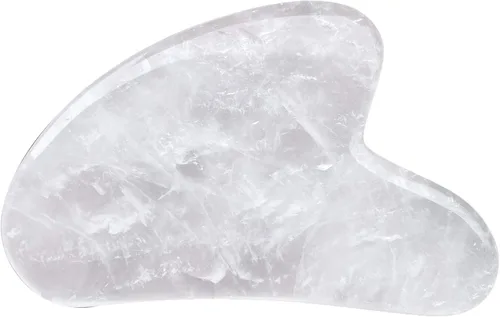 Fekuar Natural Rock Quartz Gua Sha Herramienta de masaje para piel corporal facial, tabla de raspado de cristal para terapia de acupuntura SPA