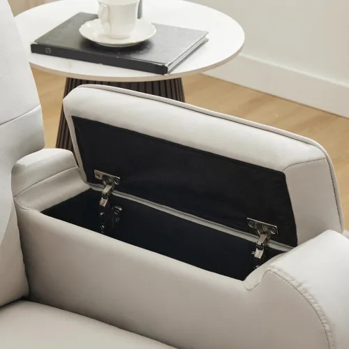 Miniatura 9 de Sillón reclinable giratorio con masaje de calor, sillas reclinables de cuero de gran tamaño, con puerto tipo C, brazos de almacenamiento dobles