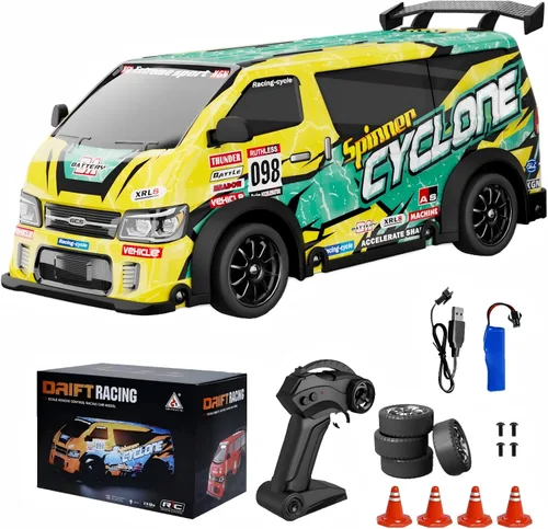 Miniatura 6 de Coche RC de Deriva Escala 1:24 Vehículo de Control Remoto 25KM/H(Pico) 4WD con Deriva, Coche RC de Deriva JDM con Luces LED Batería Recargable USB