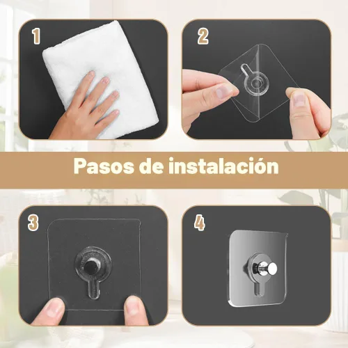 Miniatura 4 de Ganchos adhesivos sin taladros, colgadores de fotos mejorados sin clavos, ganchos adhesivos de montaje en pared para colgar, ganchos de pared sin