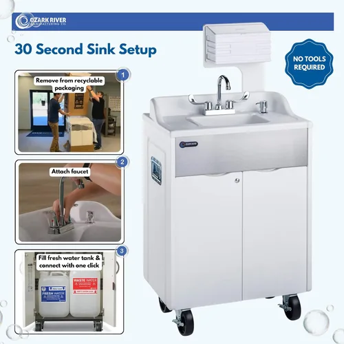 Miniatura 7 de Ozark River Titan PRO 1 Fregadero portátil para exteriores con agua caliente, autónomo No plumbing hot water, fully assembled, plugs into 110V