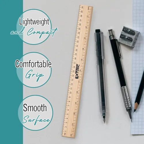 Miniatura 2 de Reglas de 12 pulgadas, reglas a granel para el aula, regla de madera para niños, paquete de 25 unidades, ideal para la escuela, aula, medidas