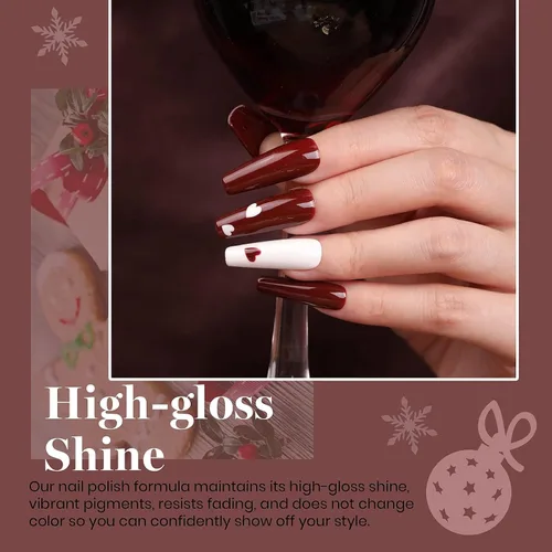Miniatura 4 de Beetles - Juego de esmaltes de uñas en gel de invierno, para Navidad, 6 colores, marrón, burdeos, rojo, champán, dorado, semipermanentes, para usar