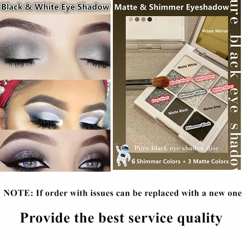 Miniatura 6 de Go Ho Paleta de sombra de ojos ahumada negra, gris y plateada, paleta de maquillaje de ojos mate y brillante, paleta de sombra de ojos gótica