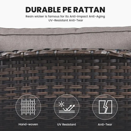 Miniatura 6 de Belord Juego de muebles de exterior, sillas de mimbre para patio, muebles de ratán de 3 piezas con mesa auxiliar, juegos de sillas bistró de patio