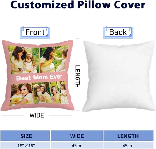 Miniatura 4 de Best Mom Ever Personalized Pillowcase – Custom Photo Collage Throw Pillow Cover, Gift for Family, Couple, Christmas, Mother's Day & Birthday 5